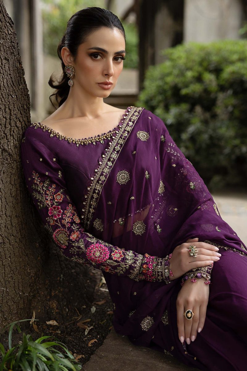 Maria B Embroidered Chiffon Sree WF-09-01-Purple_